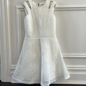 Girls' White Lace Fit & Flare Formal Dress